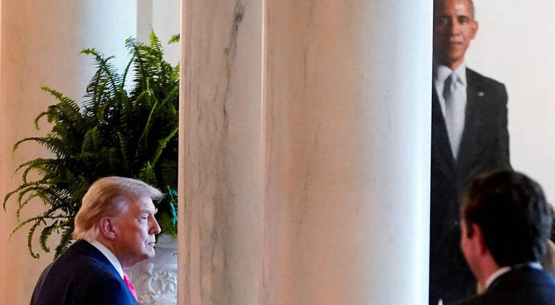 就是不想看到你！川普将欧巴马、布希肖像移至白宫角落
